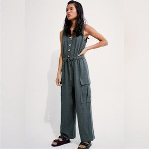 ▪️Back Beat Co Linen Lounge Cargo Jumpsuit